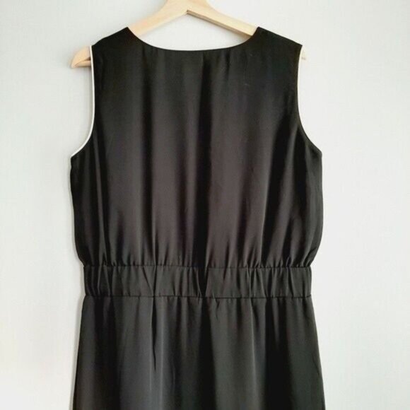 JOE FRESH Blouson Sleeveless Knee Length Drawstring Waist Dress Black Sz L - Picture 6 of 9
